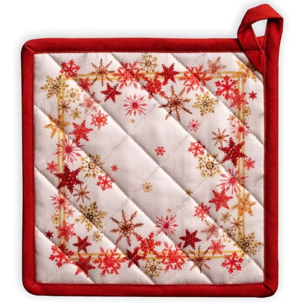 imageMaison d Hermine Pot Holder 100 Cotton Heat Resistant Potholders 8 Inch x 8 Inch Hot Pads with Loop BBQ Cooking Grilling Microwave Crystal Star  ThanksgivingChristmas32  Crystal Star