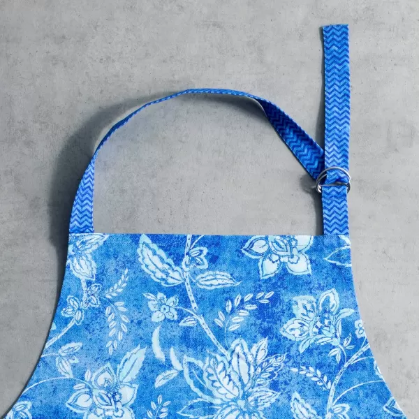 imageMaison d Hermine 100 Cotton Kitchen Apron with an Adjustable Neck with Long Ties for Women Men Chef12  Indigo Love