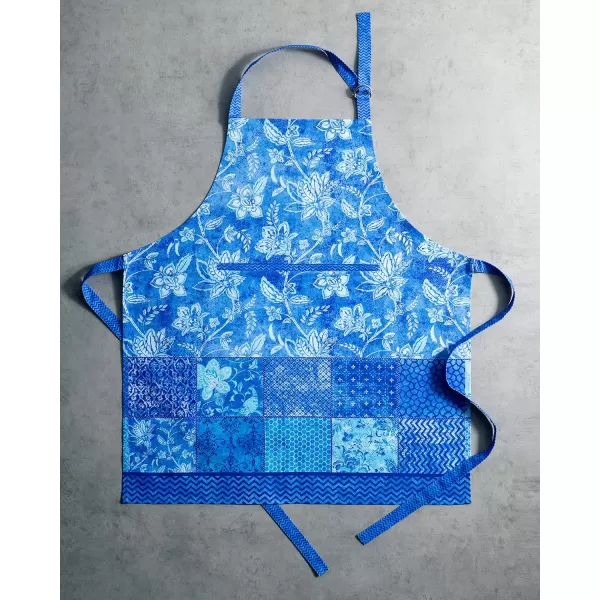 imageMaison d Hermine 100 Cotton Kitchen Apron with an Adjustable Neck with Long Ties for Women Men Chef12  Indigo Love