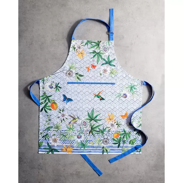 imageMaison d Hermine 100 Cotton Kitchen Apron with an Adjustable Neck with Long Ties for Women Men Chef13  Passiflora