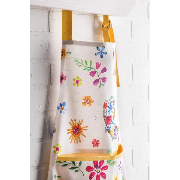 imageMaison d Hermine 100 Cotton Kitchen Apron with an Adjustable Neck with Long Ties for Women Men Chef19  Happy Florals  Sweety