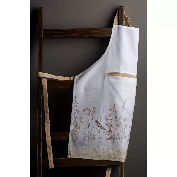 imageMaison d Hermine 100 Cotton Kitchen Apron with an Adjustable Neck with Long Ties for Women Men Chef2  Meadow Florals  Beige