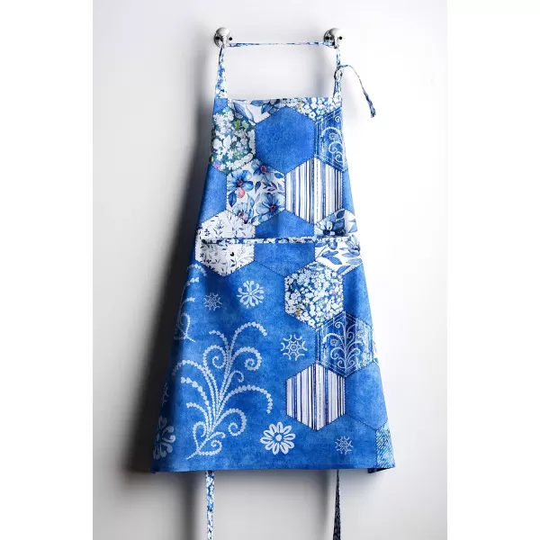 imageMaison d Hermine 100 Cotton Kitchen Apron with an Adjustable Neck with Long Ties for Women Men Chef8  Summer Blues