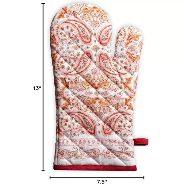 imageMaison d Hermine Oven Glove 100 Cotton 7 Inch x 13 Inch with Loop Heat Resistant BBQ Cooking Baking Grilling Microwave Barbeque Kelim  Infinity  ThanksgivingChristmas10  Orient