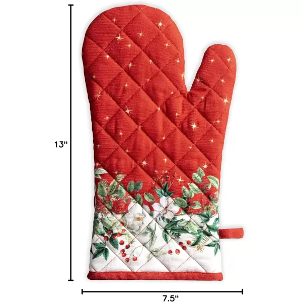 imageMaison d Hermine Oven Glove 100 Cotton 7 Inch x 13 Inch with Loop Heat Resistant BBQ Cooking Baking Grilling Microwave Barbeque Kelim  Infinity  ThanksgivingChristmas22  Noel