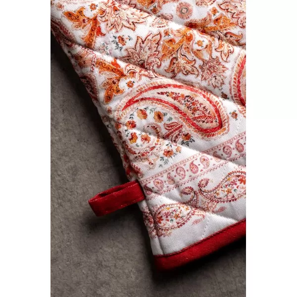 imageMaison d Hermine Oven Glove 100 Cotton 7 Inch x 13 Inch with Loop Heat Resistant BBQ Cooking Baking Grilling Microwave Barbeque Kelim  Infinity  ThanksgivingChristmas10  Orient