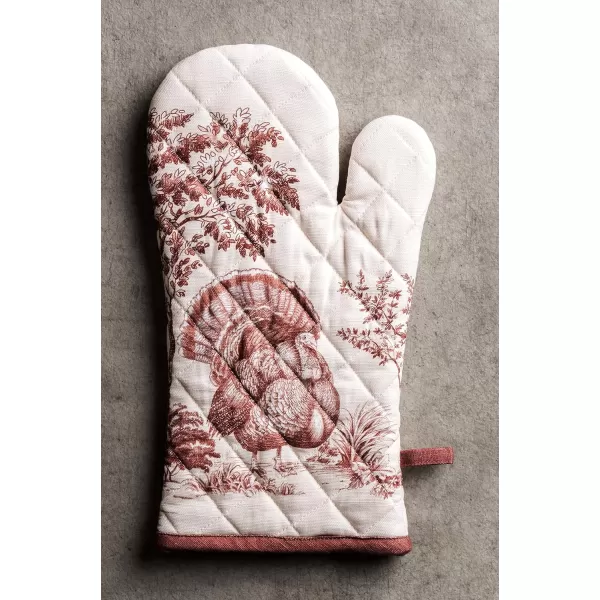 imageMaison d Hermine Oven Glove 100 Cotton 7 Inch x 13 Inch with Loop Heat Resistant BBQ Cooking Baking Grilling Microwave Barbeque Kelim  Infinity  ThanksgivingChristmas42  Holy Jouy  Brown