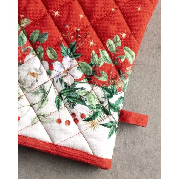 imageMaison d Hermine Oven Glove 100 Cotton 7 Inch x 13 Inch with Loop Heat Resistant BBQ Cooking Baking Grilling Microwave Barbeque Kelim  Infinity  ThanksgivingChristmas22  Noel