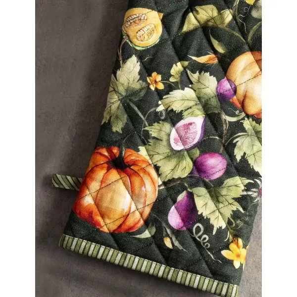 imageMaison d Hermine Oven Glove 100 Cotton 7 Inch x 13 Inch with Loop Heat Resistant BBQ Cooking Baking Grilling Microwave Barbeque Kelim  Infinity  ThanksgivingChristmas9  Pumpkin Garden  Dark Green