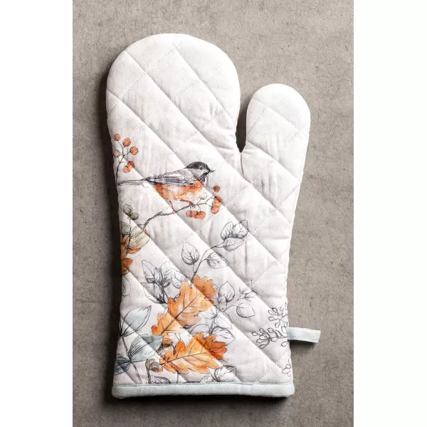 imageMaison d Hermine Oven Glove 100 Cotton 7 Inch x 13 Inch with Loop Heat Resistant BBQ Cooking Baking Grilling Microwave Barbeque Kelim  Infinity  ThanksgivingChristmas38  Whitish Shabby Chique