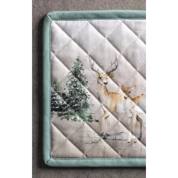 imageMaison d Hermine Oven Mitts  Pot Holders 100 Cotton Heat Resistant Oven Mitt 75quotx13quot ampamp Pot Holder 8quotx8quot Cooking BBQ Baking Grilling Fruit DHiver ThanksgivingChristmas11  Deer in the Woods