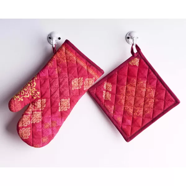 imageMaison d Hermine Oven Mitts  Pot Holders 100 Cotton Heat Resistant Oven Mitt 75quotx13quot ampamp Pot Holder 8quotx8quot Cooking BBQ Baking Grilling Fruit DHiver ThanksgivingChristmas25  Versailles