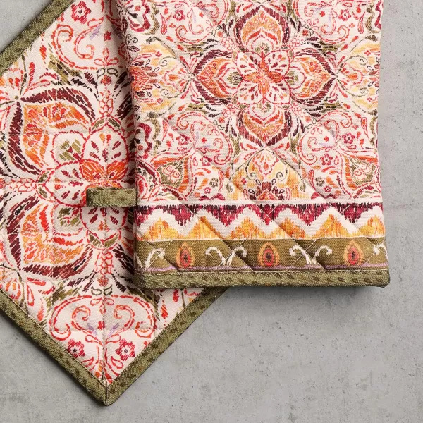imageMaison d Hermine Oven Mitts  Pot Holders 100 Cotton Heat Resistant Oven Mitt 75quotx13quot ampamp Pot Holder 8quotx8quot Cooking BBQ Baking Grilling Fruit DHiver ThanksgivingChristmas16  Damask