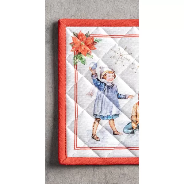 imageMaison d Hermine Oven Mitts  Pot Holders 100 Cotton Heat Resistant Oven Mitt 75quotx13quot ampamp Pot Holder 8quotx8quot Cooking BBQ Baking Grilling Fruit DHiver ThanksgivingChristmas36  Chromo