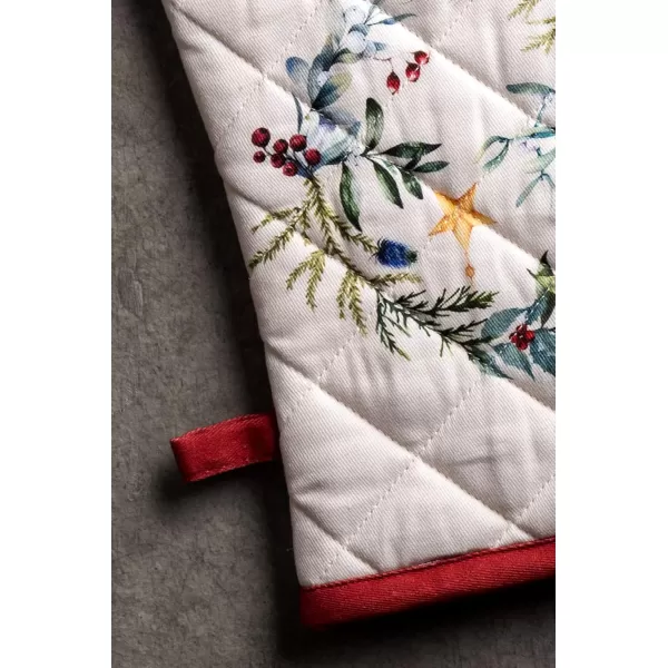 imageMaison d Hermine Oven Mitts  Pot Holders 100 Cotton Heat Resistant Oven Mitt 75quotx13quot ampamp Pot Holder 8quotx8quot Cooking BBQ Baking Grilling Fruit DHiver ThanksgivingChristmas27  Holly Time