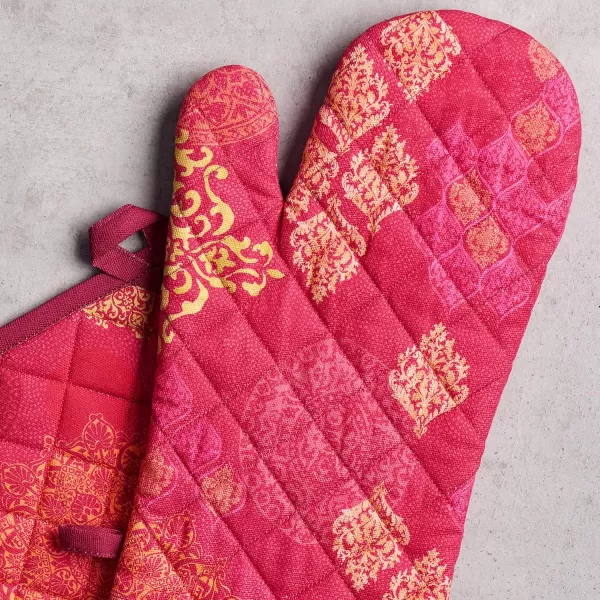 imageMaison d Hermine Oven Mitts  Pot Holders 100 Cotton Heat Resistant Oven Mitt 75quotx13quot ampamp Pot Holder 8quotx8quot Cooking BBQ Baking Grilling Fruit DHiver ThanksgivingChristmas25  Versailles