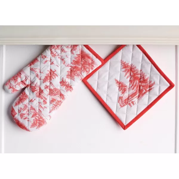 imageMaison d Hermine Oven Mitts  Pot Holders 100 Cotton Heat Resistant Oven Mitt 75quotx13quot ampamp Pot Holder 8quotx8quot Cooking BBQ Baking Grilling Fruit DHiver ThanksgivingChristmas48  Winter Jouy