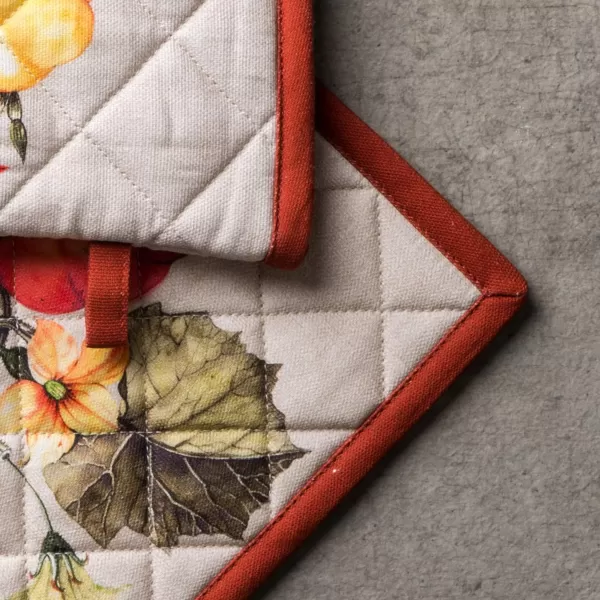 imageMaison d Hermine Oven Mitts  Pot Holders 100 Cotton Heat Resistant Oven Mitt 75quotx13quot ampamp Pot Holder 8quotx8quot Cooking BBQ Baking Grilling Fruit DHiver ThanksgivingChristmas28  Potiron