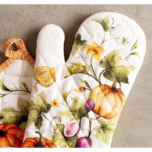 imageMaison d Hermine Oven Mitts  Pot Holders 100 Cotton Heat Resistant Oven Mitt 75quotx13quot ampamp Pot Holder 8quotx8quot Cooking BBQ Baking Grilling Fruit DHiver ThanksgivingChristmas17  Pumpkin Garden  Cloudy Cream