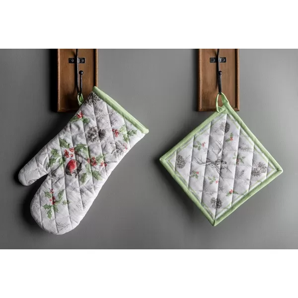 imageMaison d Hermine Oven Mitts  Pot Holders 100 Cotton Heat Resistant Oven Mitt 75quotx13quot ampamp Pot Holder 8quotx8quot Cooking BBQ Baking Grilling Fruit DHiver ThanksgivingChristmas31  Christmas Dew