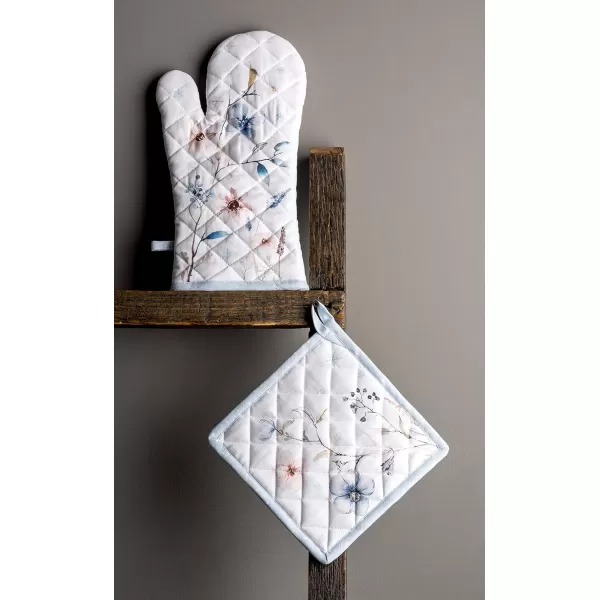 imageMaison d Hermine Oven Mitts  Pot Holders 100 Cotton Heat Resistant Oven Mitt 75quotx13quot ampamp Pot Holder 8quotx8quot Cooking BBQ Baking Grilling Fruit DHiver ThanksgivingChristmas15  Ice Florals