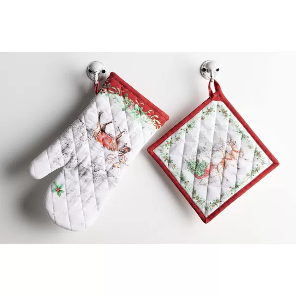 imageMaison d Hermine Oven Mitts  Pot Holders 100 Cotton Heat Resistant Oven Mitt 75quotx13quot ampamp Pot Holder 8quotx8quot Cooking BBQ Baking Grilling Fruit DHiver ThanksgivingChristmas26  Christmas Tradition