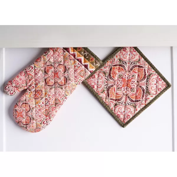 imageMaison d Hermine Oven Mitts  Pot Holders 100 Cotton Heat Resistant Oven Mitt 75quotx13quot ampamp Pot Holder 8quotx8quot Cooking BBQ Baking Grilling Fruit DHiver ThanksgivingChristmas16  Damask