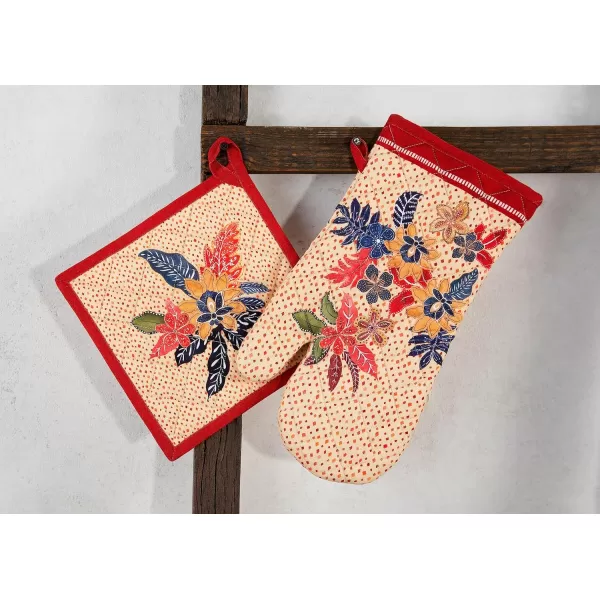 imageMaison d Hermine Oven Mitts  Pot Holders 100 Cotton Heat Resistant Oven Mitt 75quotx13quot ampamp Pot Holder 8quotx8quot Cooking BBQ Baking Grilling Fruit DHiver ThanksgivingChristmas39  Kalahari