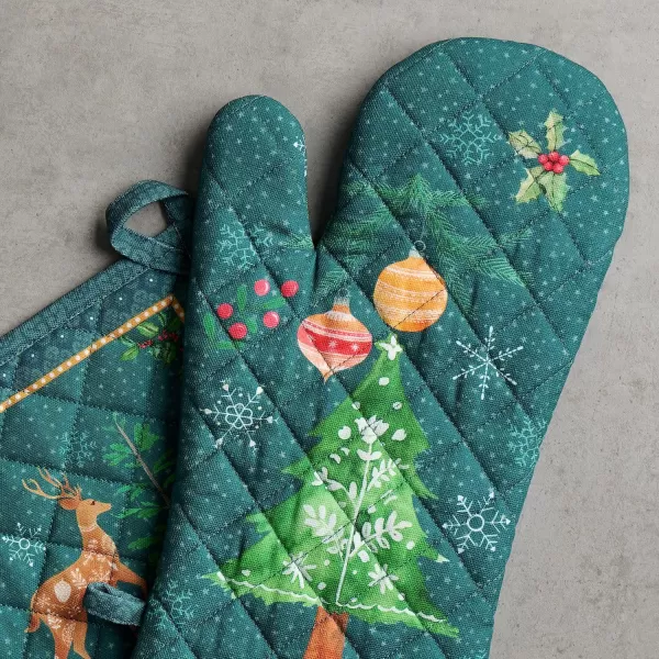 imageMaison d Hermine Oven Mitts  Pot Holders 100 Cotton Heat Resistant Oven Mitt 75quotx13quot ampamp Pot Holder 8quotx8quot Cooking BBQ Baking Grilling Fruit DHiver ThanksgivingChristmas45  Hygge Christmas