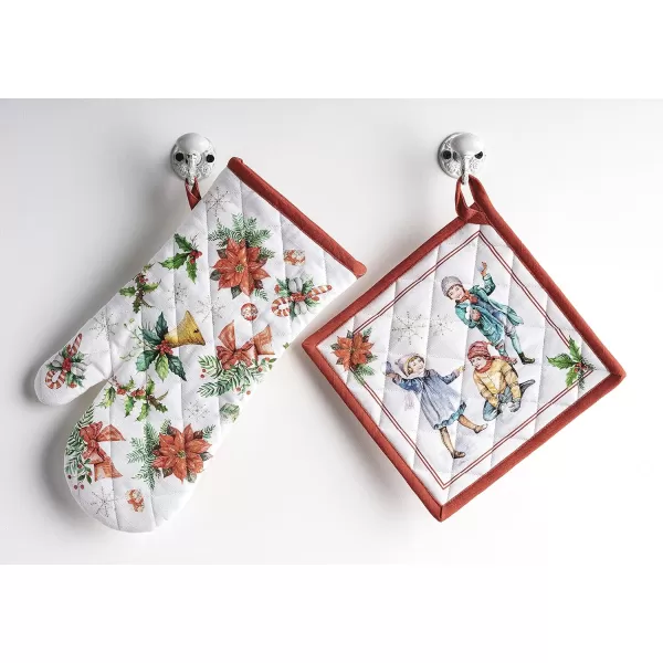 imageMaison d Hermine Oven Mitts  Pot Holders 100 Cotton Heat Resistant Oven Mitt 75quotx13quot ampamp Pot Holder 8quotx8quot Cooking BBQ Baking Grilling Fruit DHiver ThanksgivingChristmas36  Chromo