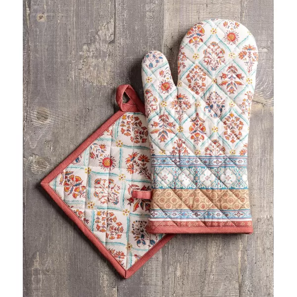 imageMaison d Hermine Oven Mitts  Pot Holders 100 Cotton Heat Resistant Oven Mitt 75quotx13quot ampamp Pot Holder 8quotx8quot Cooking BBQ Baking Grilling Fruit DHiver ThanksgivingChristmas13  Romane