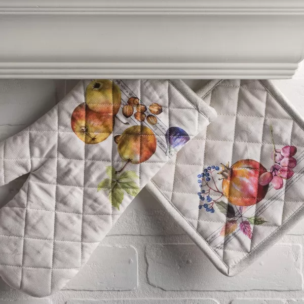 imageMaison d Hermine Oven Mitts  Pot Holders 100 Cotton Heat Resistant Oven Mitt 75quotx13quot ampamp Pot Holder 8quotx8quot Cooking BBQ Baking Grilling Fruit DHiver ThanksgivingChristmas23  Fruit Dhiver