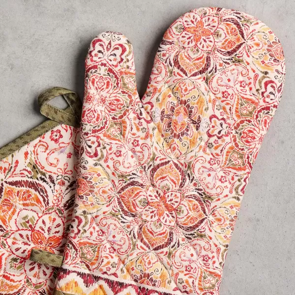 imageMaison d Hermine Oven Mitts  Pot Holders 100 Cotton Heat Resistant Oven Mitt 75quotx13quot ampamp Pot Holder 8quotx8quot Cooking BBQ Baking Grilling Fruit DHiver ThanksgivingChristmas16  Damask