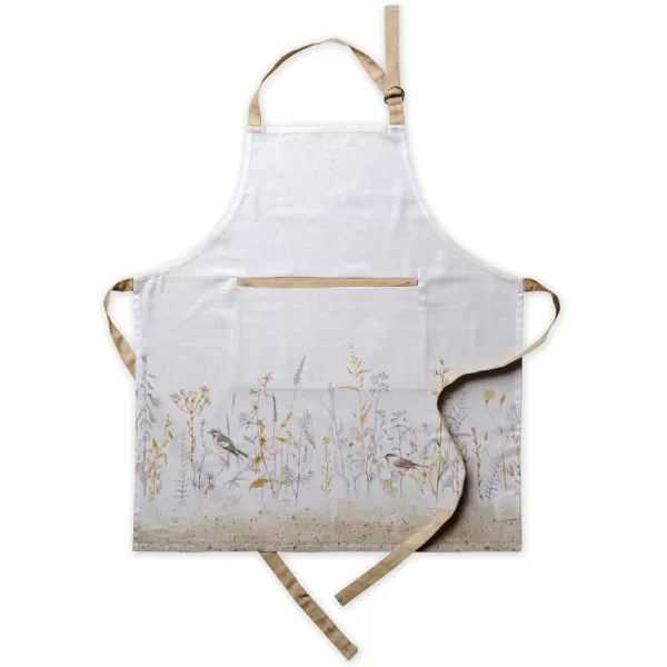 imageMaison d Hermine 100 Cotton Kitchen Apron with an Adjustable Neck with Long Ties for Women Men Chef2  Meadow Florals  Beige