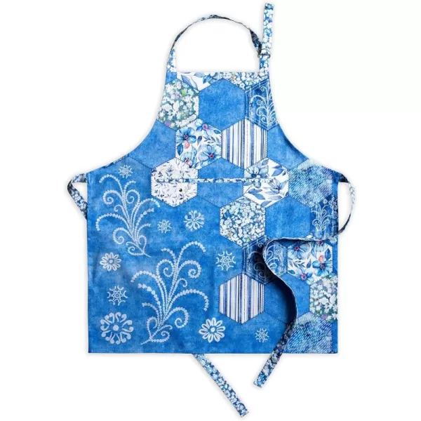 imageMaison d Hermine 100 Cotton Kitchen Apron with an Adjustable Neck with Long Ties for Women Men Chef8  Summer Blues