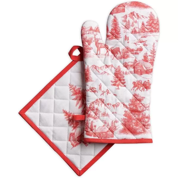 imageMaison d Hermine Oven Mitts  Pot Holders 100 Cotton Heat Resistant Oven Mitt 75quotx13quot ampamp Pot Holder 8quotx8quot Cooking BBQ Baking Grilling Fruit DHiver ThanksgivingChristmas48  Winter Jouy