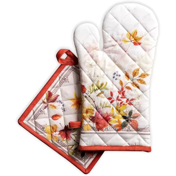 imageMaison d Hermine Oven Mitts  Pot Holders 100 Cotton Heat Resistant Oven Mitt 75quotx13quot ampamp Pot Holder 8quotx8quot Cooking BBQ Baking Grilling Fruit DHiver ThanksgivingChristmas5  Amarante