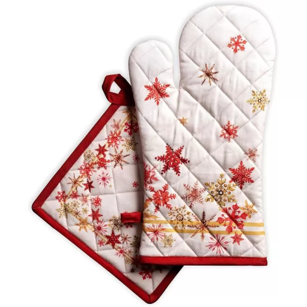 imageMaison d Hermine Oven Mitts  Pot Holders 100 Cotton Heat Resistant Oven Mitt 75quotx13quot ampamp Pot Holder 8quotx8quot Cooking BBQ Baking Grilling Fruit DHiver ThanksgivingChristmas32  Crystal Star