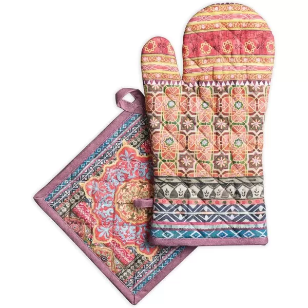 imageMaison d Hermine Oven Mitts  Pot Holders 100 Cotton Heat Resistant Oven Mitt 75quotx13quot ampamp Pot Holder 8quotx8quot Cooking BBQ Baking Grilling Fruit DHiver ThanksgivingChristmas21  Ispahan