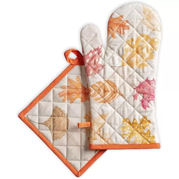 imageMaison d Hermine Oven Mitts  Pot Holders 100 Cotton Heat Resistant Oven Mitt 75quotx13quot ampamp Pot Holder 8quotx8quot Cooking BBQ Baking Grilling Fruit DHiver ThanksgivingChristmas20  Colors of Autumn