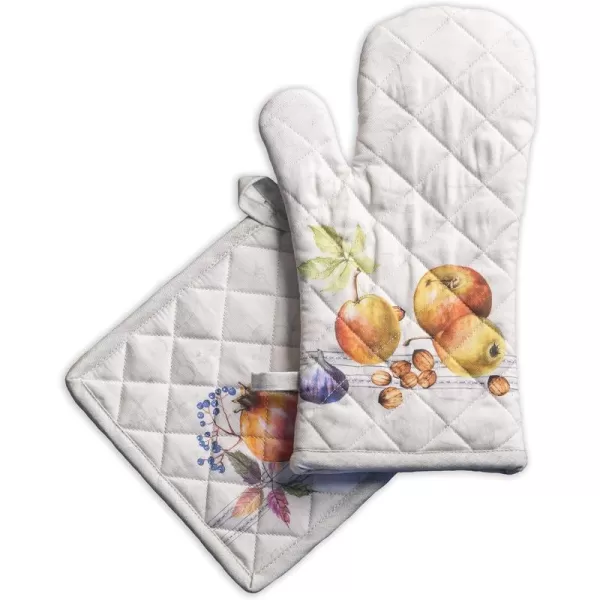 imageMaison d Hermine Oven Mitts  Pot Holders 100 Cotton Heat Resistant Oven Mitt 75quotx13quot ampamp Pot Holder 8quotx8quot Cooking BBQ Baking Grilling Fruit DHiver ThanksgivingChristmas23  Fruit Dhiver