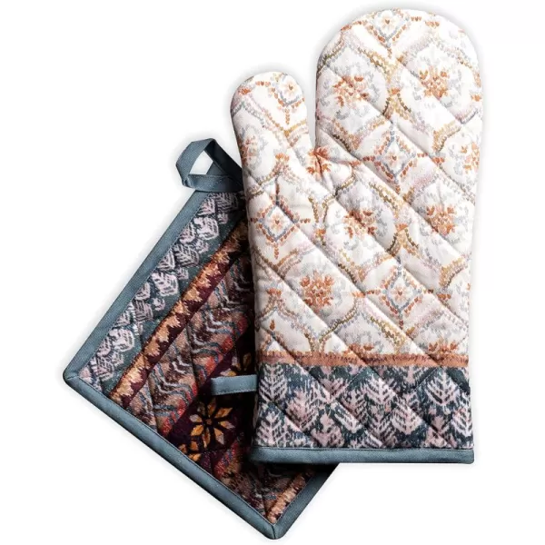 imageMaison d Hermine Oven Mitts  Pot Holders 100 Cotton Heat Resistant Oven Mitt 75quotx13quot ampamp Pot Holder 8quotx8quot Cooking BBQ Baking Grilling Fruit DHiver ThanksgivingChristmas3  Fair Isle