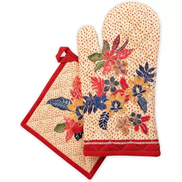 imageMaison d Hermine Oven Mitts  Pot Holders 100 Cotton Heat Resistant Oven Mitt 75quotx13quot ampamp Pot Holder 8quotx8quot Cooking BBQ Baking Grilling Fruit DHiver ThanksgivingChristmas39  Kalahari