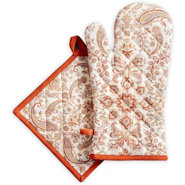 imageMaison d Hermine Oven Mitts  Pot Holders 100 Cotton Heat Resistant Oven Mitt 75quotx13quot ampamp Pot Holder 8quotx8quot Cooking BBQ Baking Grilling Fruit DHiver ThanksgivingChristmas7  Cachemire