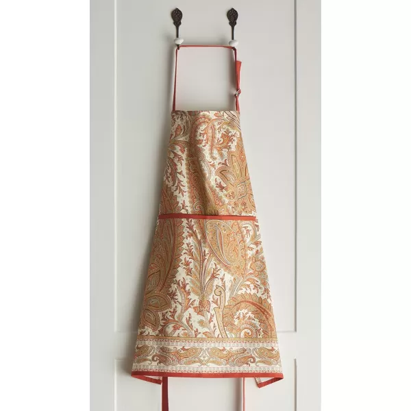 imageCotton Apron with Center Pocket Kitchen Unisex Cloth Apron 1 Piece with Long Ties for Painting Cooking Baking Restaurant06  Kashmir Paisley