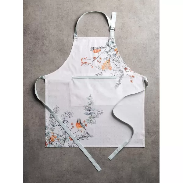 imageCotton Apron with Center Pocket Kitchen Unisex Cloth Apron 1 Piece with Long Ties for Painting Cooking Baking Restaurant09  Whitish Shabby Chique