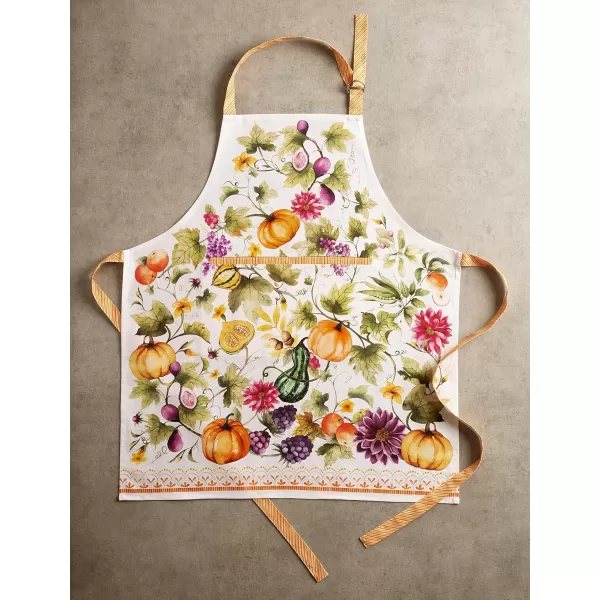 imageCotton Apron with Center Pocket Kitchen Unisex Cloth Apron 1 Piece with Long Ties for Painting Cooking Baking Restaurant11  Pumpkin Garden  Cloudy Cream