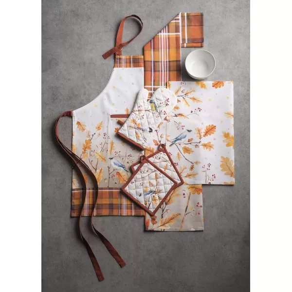 imageCotton Apron with Center Pocket Kitchen Unisex Cloth Apron 1 Piece with Long Ties for Painting Cooking Baking Restaurant13  Oak Leaves