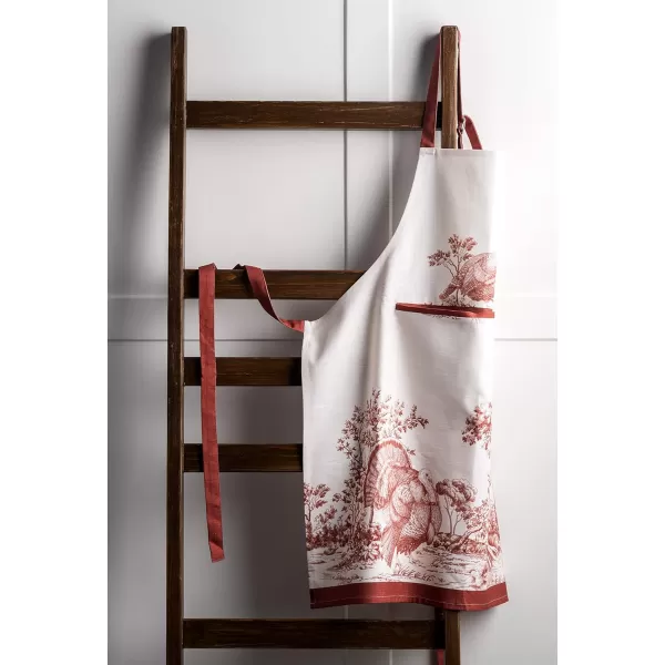 imageCotton Apron with Center Pocket Kitchen Unisex Cloth Apron 1 Piece with Long Ties for Painting Cooking Baking Restaurant20  Holy Jouy  Red