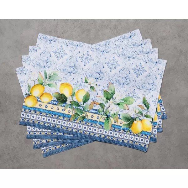 imageMaison d Hermine Cloth Placemats Set of 4 100 Cotton Decorative Washable Table Place Mat Kitchen Party Wedding Restaurant ampamp Camping Meadow Florals  Beige  SpringSummer19  Citrus